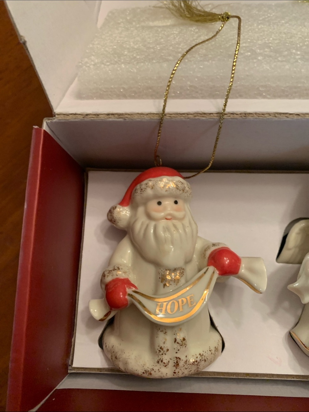 Lenox Cream & Gold Santa, Angel & Snowman Ornament Trio Collectible - Picture 2 of 7